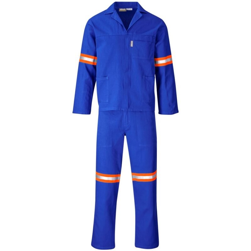 Technician 100% Cotton Conti Suit – Reflective Arms & Legs – Orange Tape – Royal Blue
