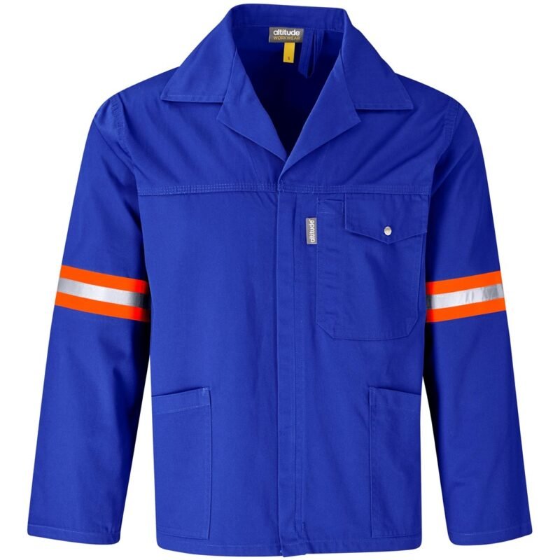 Site Premium Polycotton Jacket – Reflective Arms & Back – Orange Tape – Royal Blue