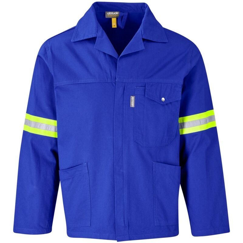 Artisan Premium 100% Cotton Jacket – Reflective Arms – Yellow Tape – Royal Blue