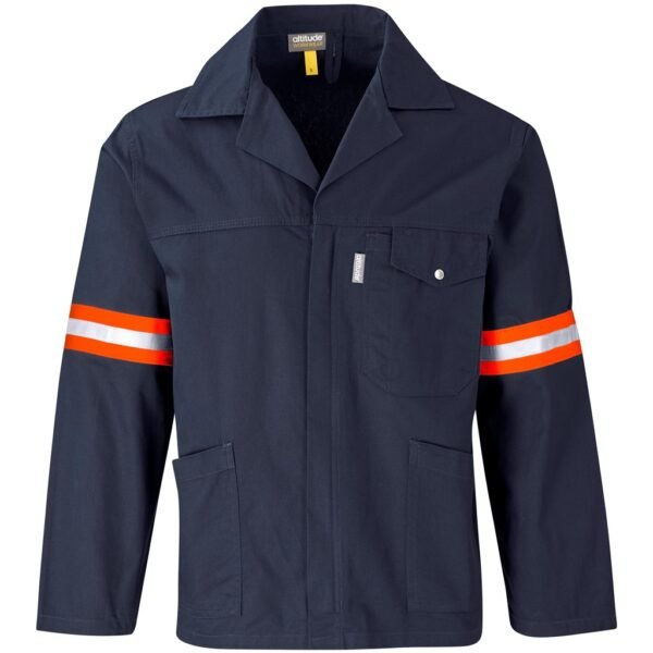 Artisan Premium 100% Cotton Jacket – Reflective Arms – Orange Tape – Navy