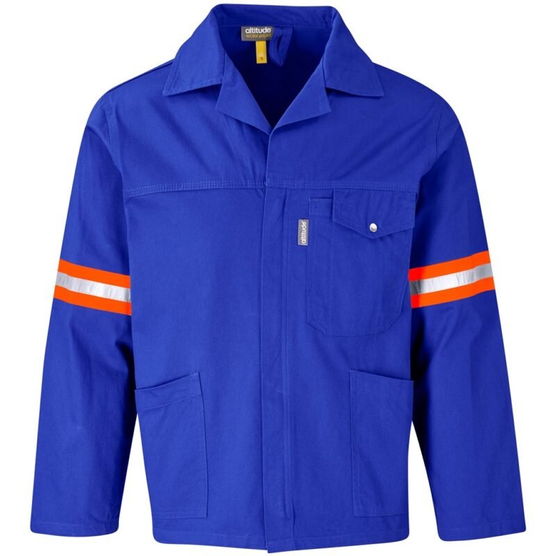 Artisan Premium 100% Cotton Jacket – Reflective Arms – Orange Tape – Royal Blue