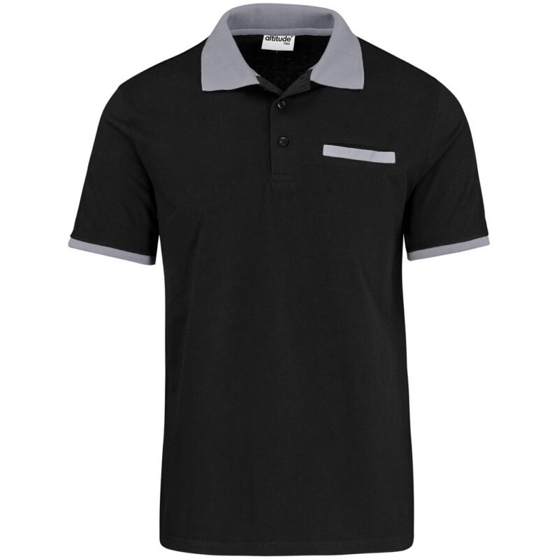 Mens Caliber Golf Shirt – Black Grey