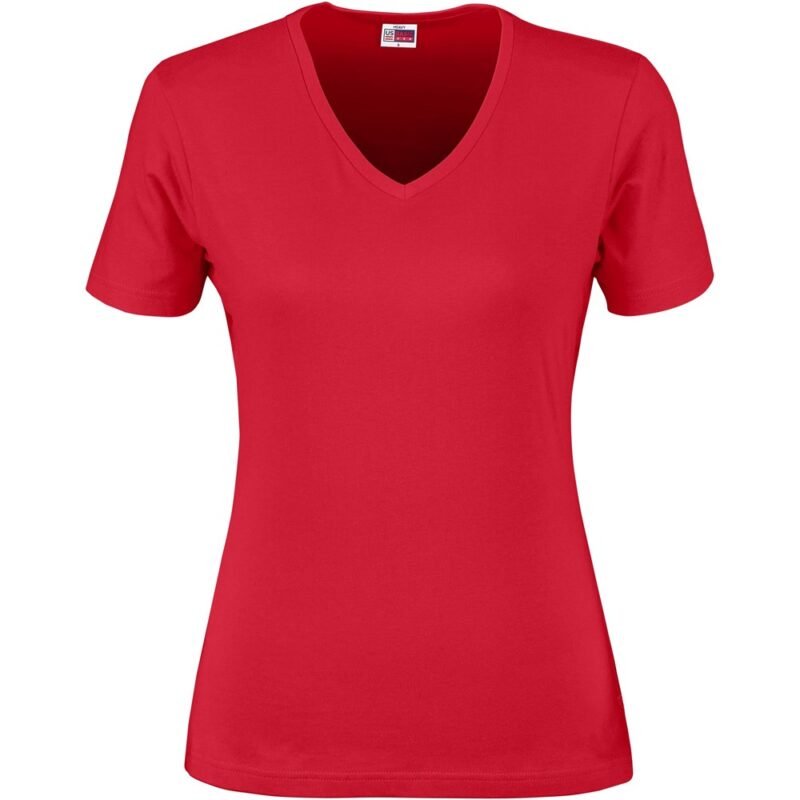 Ladies Super Club 165 V-Neck T-Shirt – Red