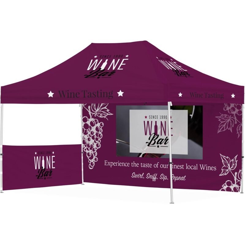 Ovation Sublimated Gazebo 4.5m X 3m – 1 Short Half-Wall Skin – 1 Long Full-Wall Skin