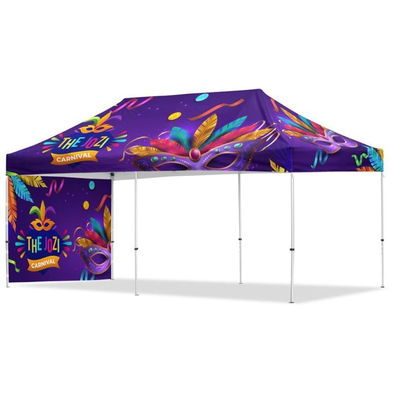 Coated Steel Sublimated Gazebo 6m x 3m –  1 Short Full-Wall Skin