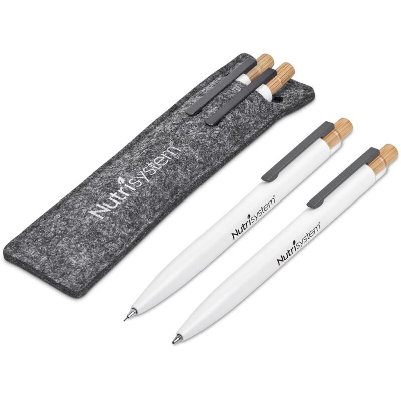 Okiyo Mimo Recycled Aluminum Ball Pen & Pencil Set – Solid White