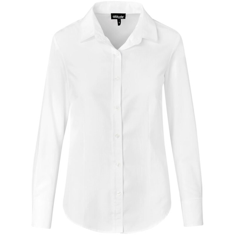 Ladies Long Sleeve Nottingham Shirt – White