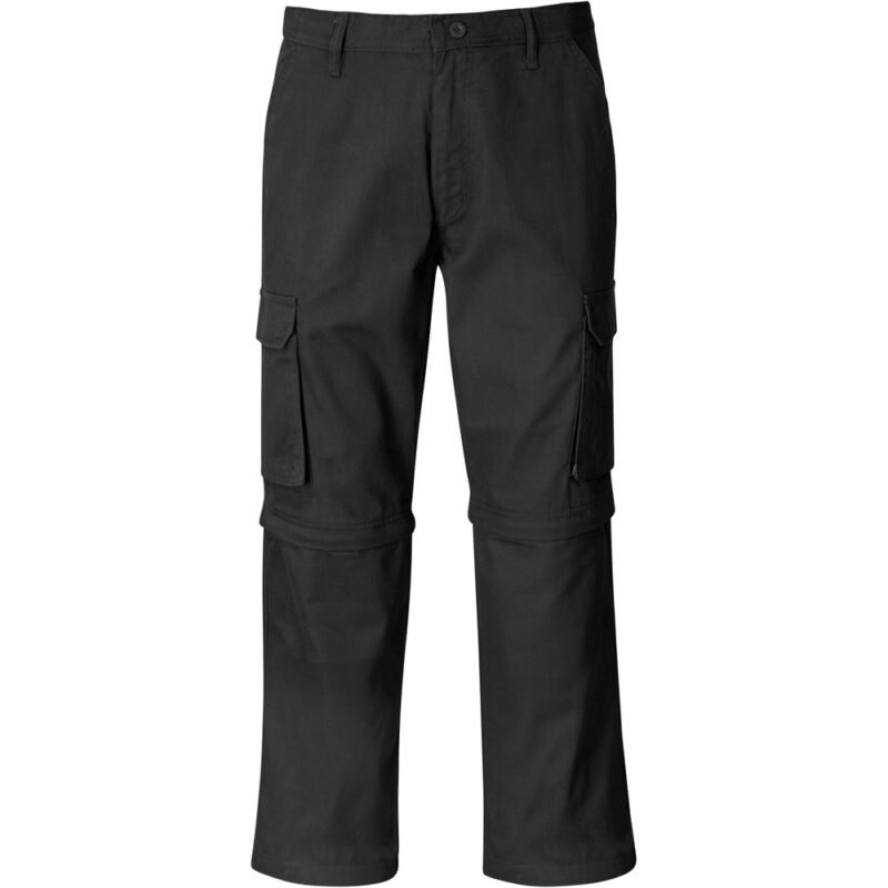 Mens Cargo Zip Off Pants – Black