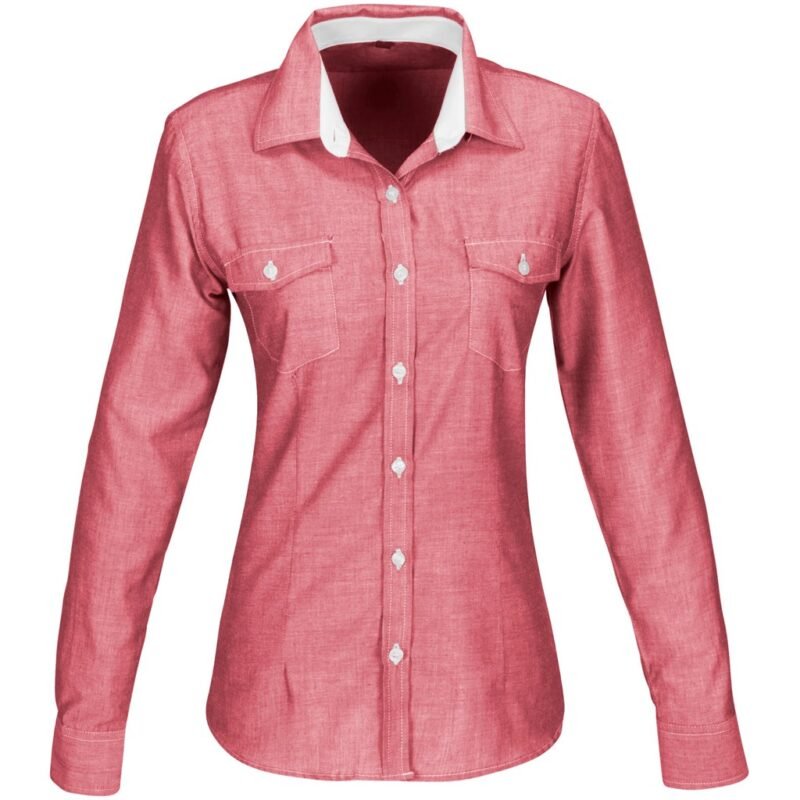 Ladies Long Sleeve Windsor Shirt – Red