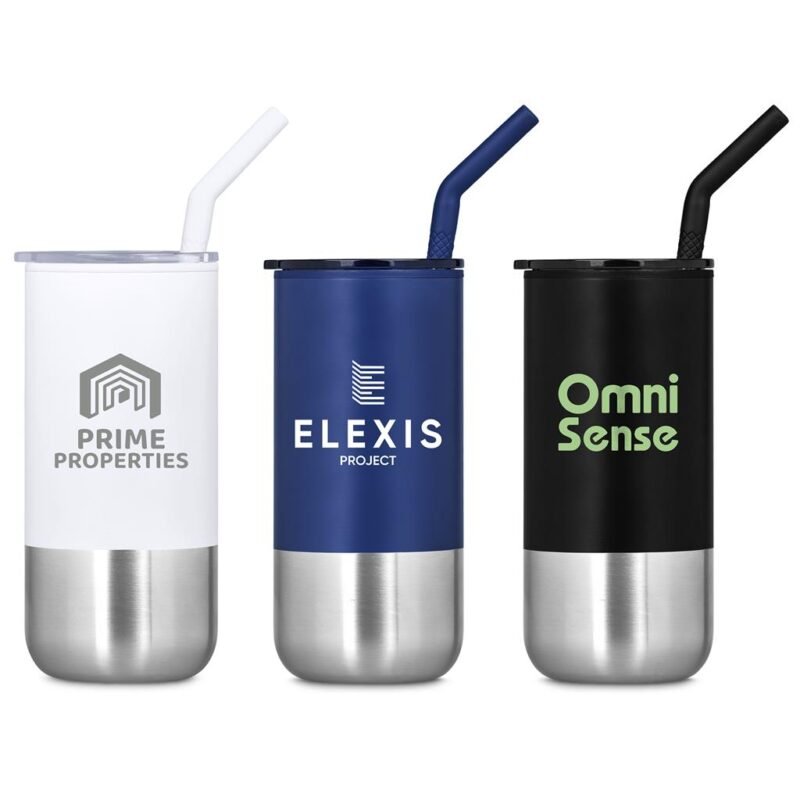Kooshty Cheerio Stainless Steel & Plastic Double-Wall Tumbler & Straw – 480ml